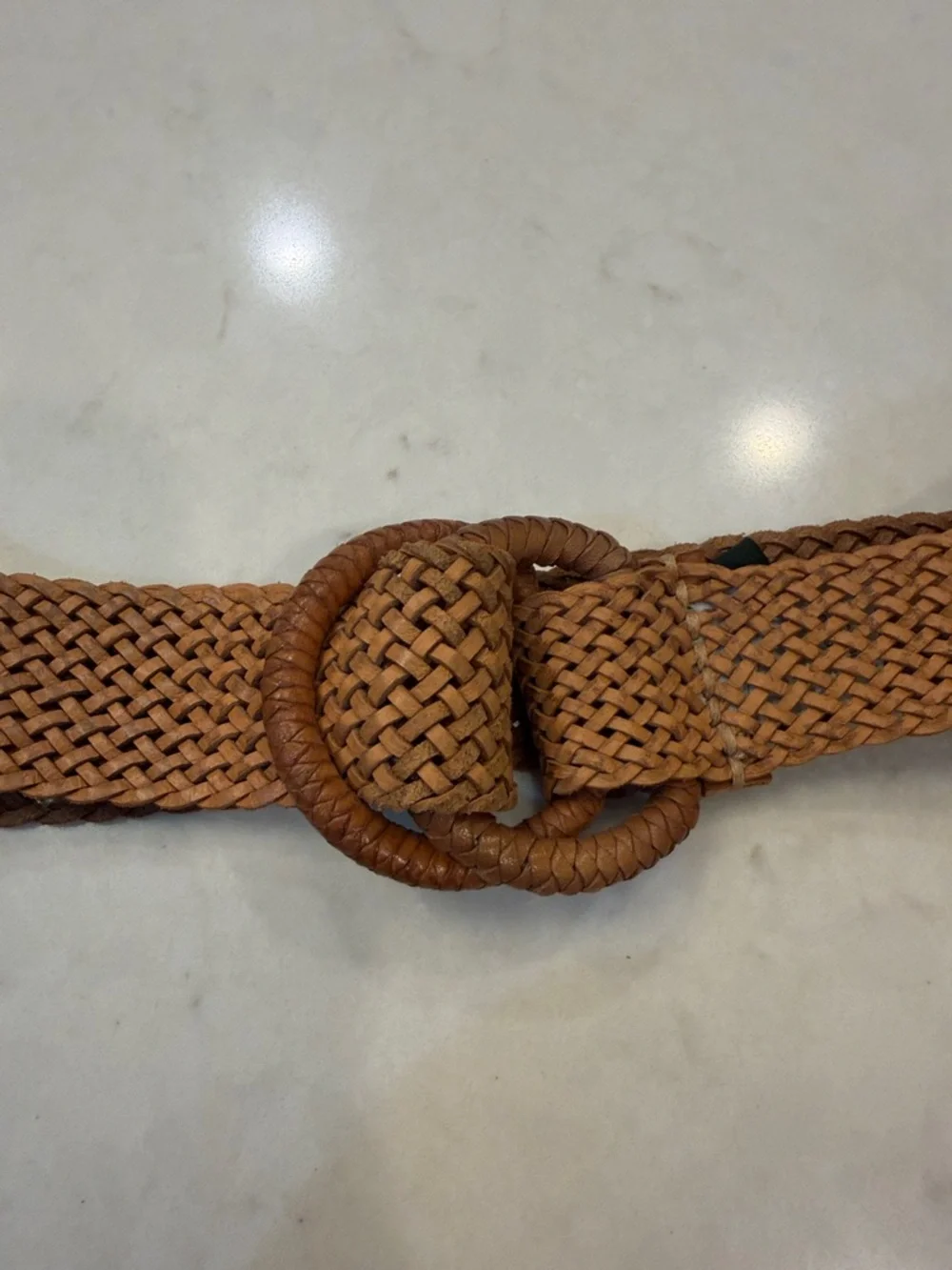 J. Crew Braided Leather Double-Ring Belt in Tan - Picture 1 of 5
